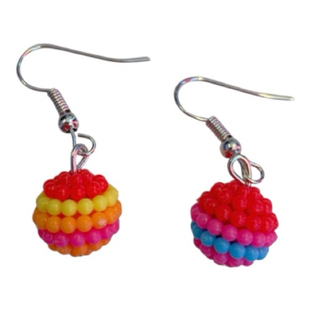 Sale: Colorful Beaded Ball Earrings